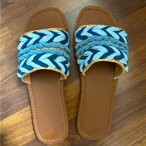 Cute, blue woven sandals, size 9.5